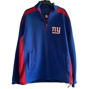 NFL New York Giants Quarter Zip Pullover Jacket Mens L Blue Red Large‎